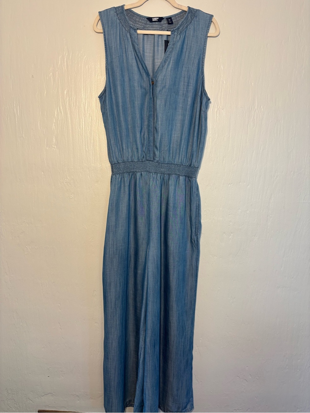 Lands' End Soft Indigo Sleeveless Jumpsuit